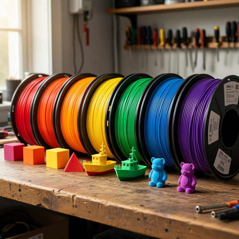 3D Printing Materials Guide — PLA, PETG, ABS, TPU, and Resin Compared