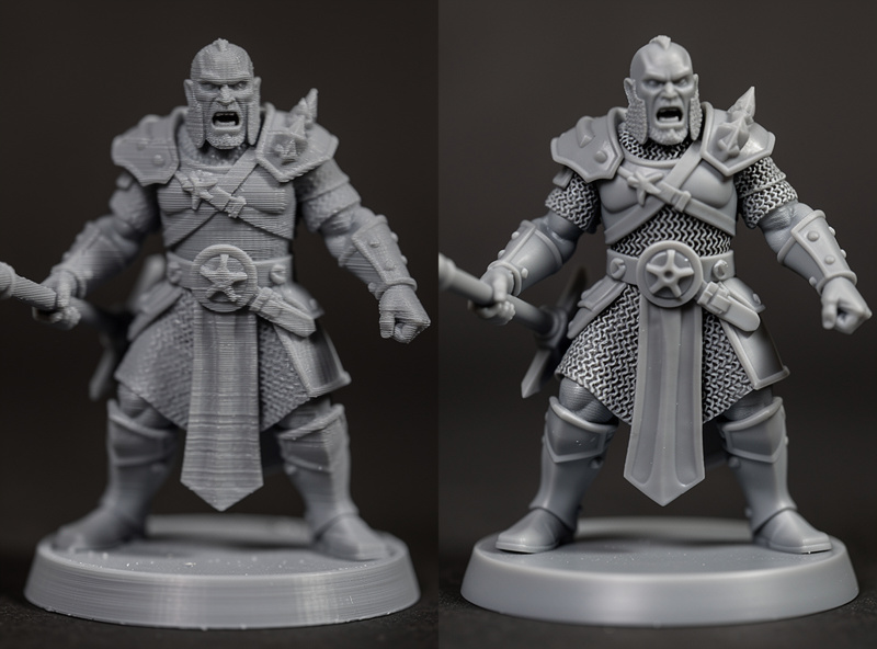 FDM vs resin miniature detail comparison
