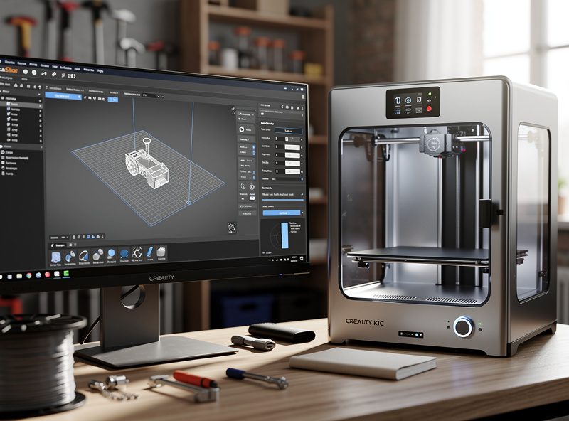 OrcaSlicer software with Creality K1C printer setup