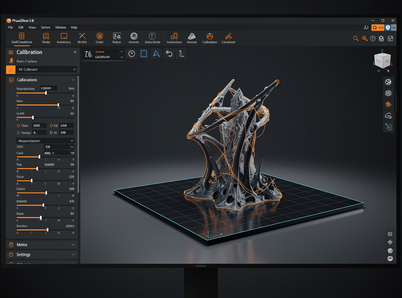 PrusaSlicer 2.8 displaying organic tree supports on a complex sculpture model
