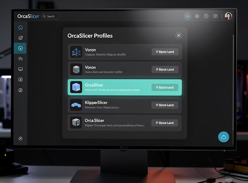 OrcaSlicer printer profile selection screen showing Voron and Klipper printer options