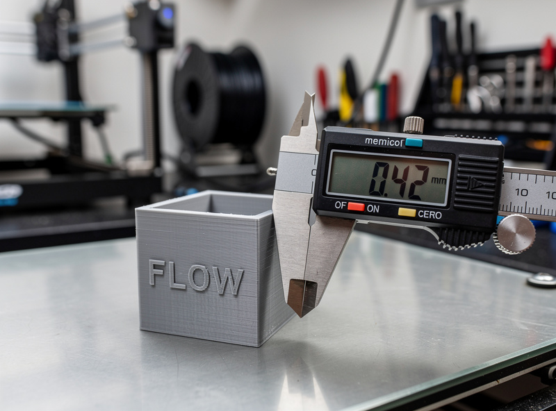 OrcaSlicer flow rate calibration single-walled cube test with calipers measuring wall thickness
