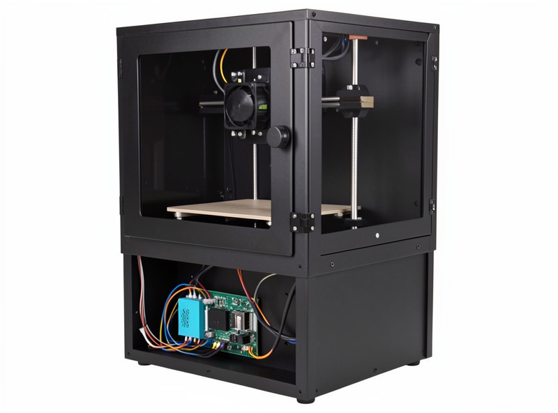 3D printer enclosure with the control electronics mounted outside the heated chamber