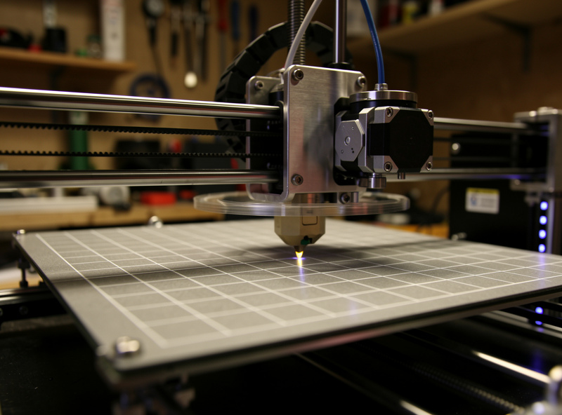 3D printer probing a print bed in a grid pattern for auto bed leveling