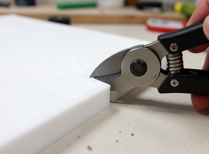 Flush cutters snipping a support interface flush against a 3D printed surface