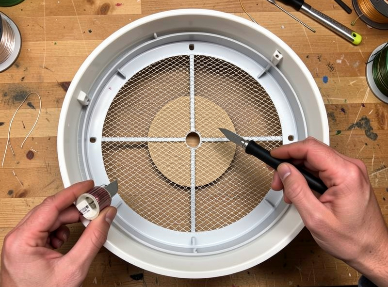 A dehydrator tray with the mesh center removed to fit a filament spool